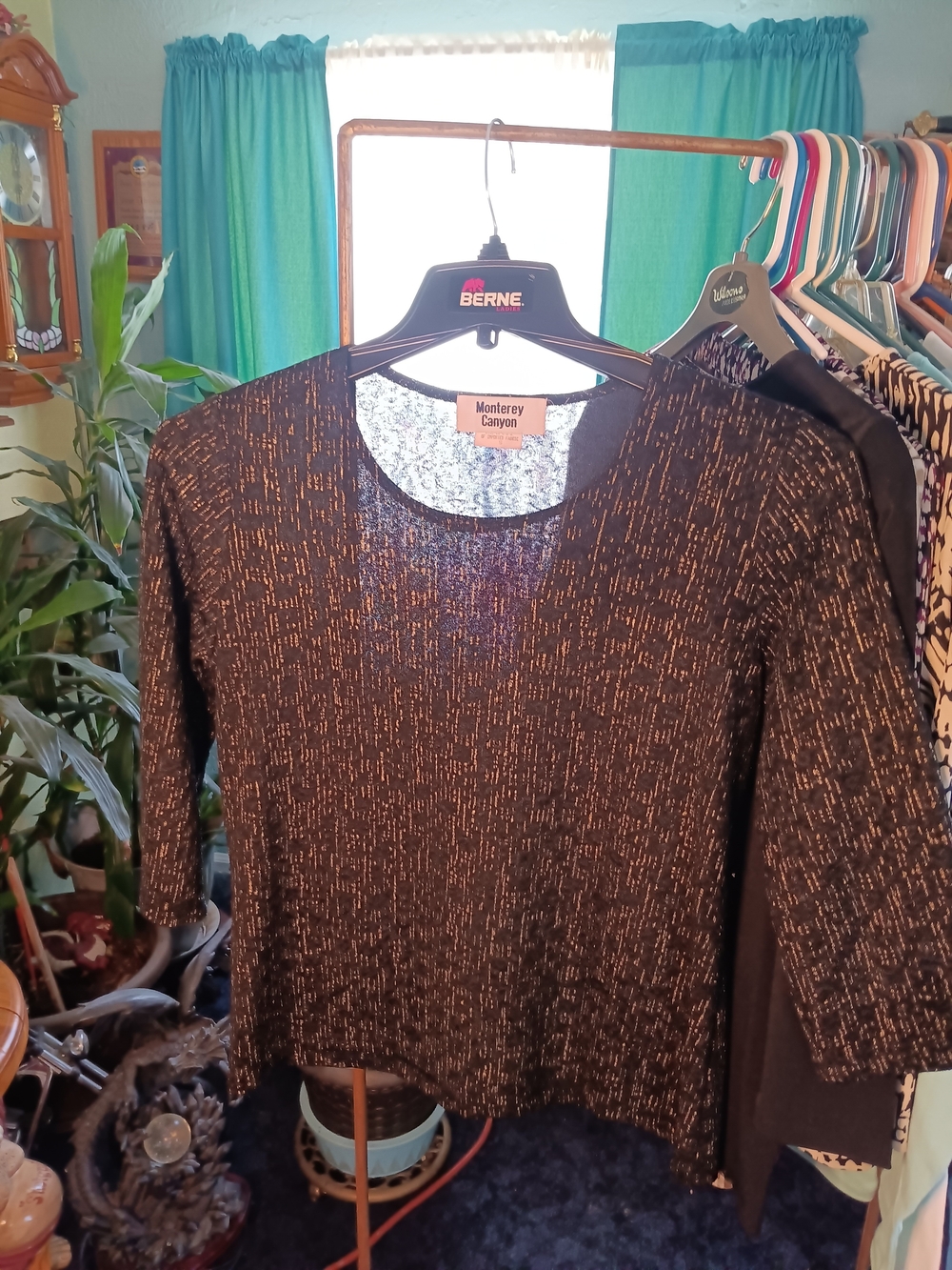 Black Metallic Threaded Women's Top